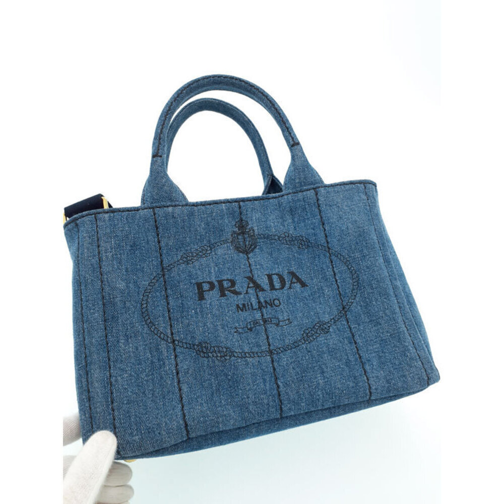 PRADA Canapa Denim Handbag Bag - Picture 4 of 9